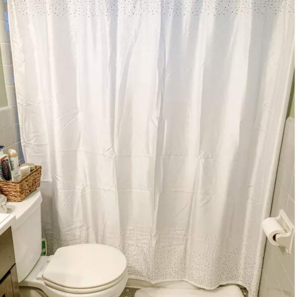 white sparkle shower curtain